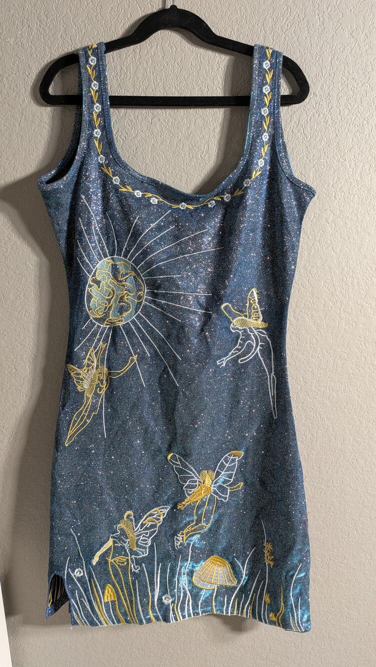 NWT Lavish Ivy Sparkly Fairy Mushroom‎ Mini Dress Y2K Fairycore Small